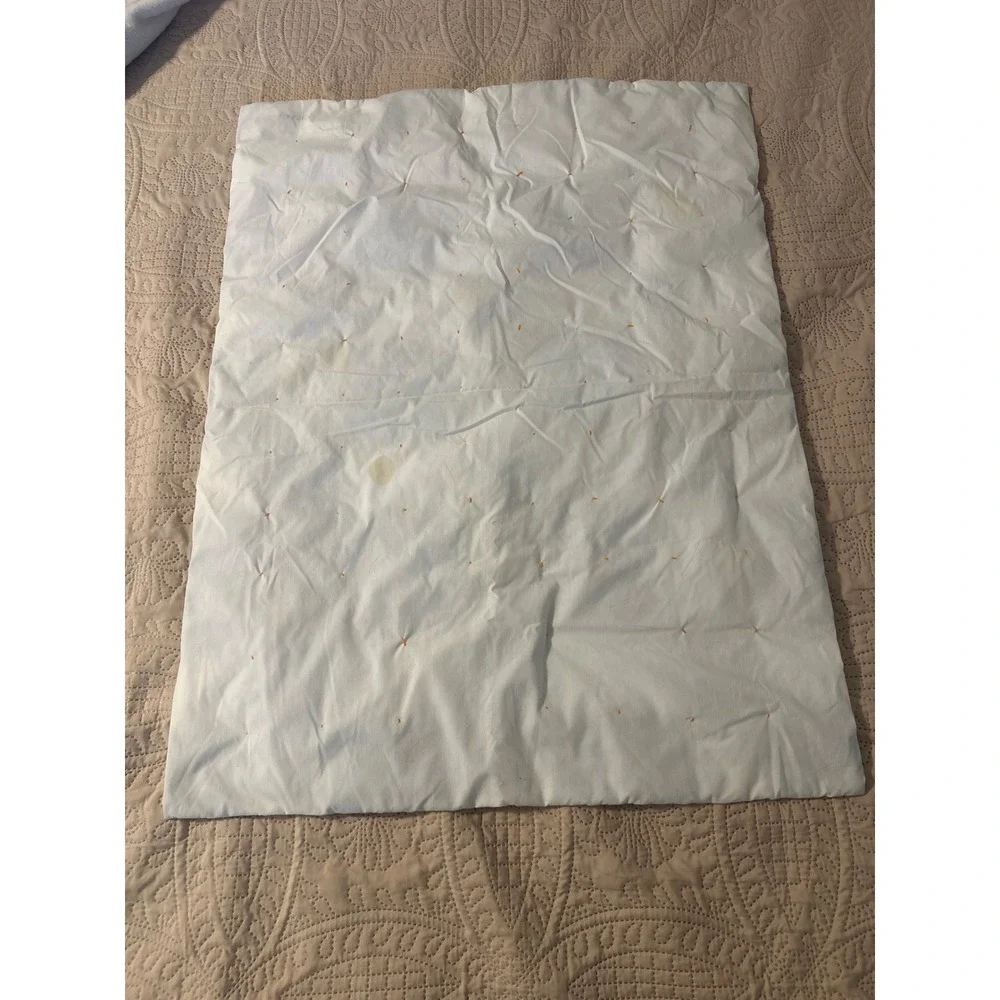 Handmade Patchwork Baby Quilt Blue Polka Dot Hand Tied Nursery Blanket 26x34